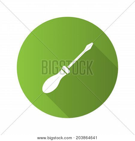 Screwdriver flat design long shadow glyph icon. Turn-screw. Vector silhouette illustration