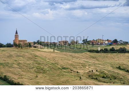 Summer landscape along the road from Serramazzoni to Marano sul Panaro (Modena Emilia Romagna Italy) at summer