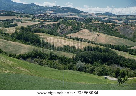 Summer landscape near Rivalta di Lesignano de Bagni (Parma Emilia-Romagna Italy) with the typical rocky inlets