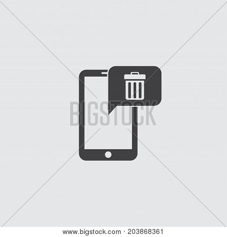 Smartphone with delete icon in a flat design in black color. Vector illustration eps10