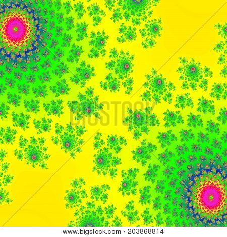 Symmetry floral vivid bright yellow decorative design