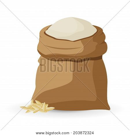 Linen sack full of flour icon. Flat illustration of linen sack full of flour vector icon for web