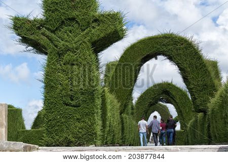 May 16 2017 Tulcan Ecuador: the extensive topiary of the local cemetery is a very popular tourist destination