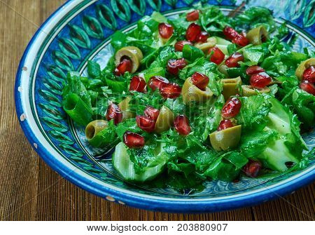 Zeytin piyazi - Olive Turkish salad , close up