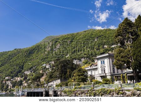 View at Moltrasio town on Como lake in Italy
