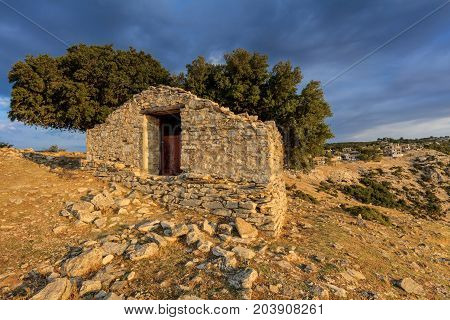 Traditional houses in Kastro village (oldest village on the island) on the Thassos Island Greece