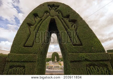 May 16 2017 Tulcan Ecuador: the evergreen cypress topiary is the most elaborate in the Americas