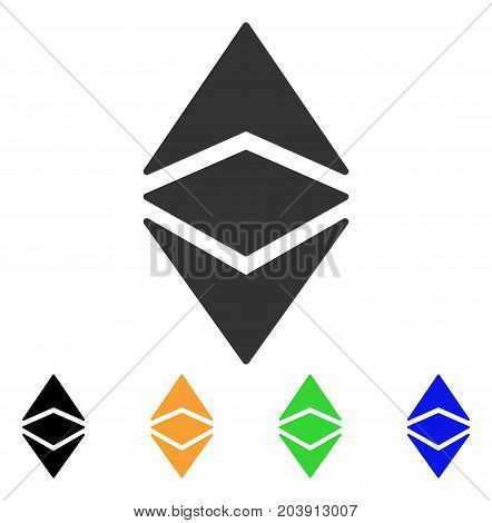 Ethereum Classic icon. Vector illustration style is a flat iconic ethereum classic symbol with black, grey, green, blue, yellow color variants. Designed for web and software interfaces.