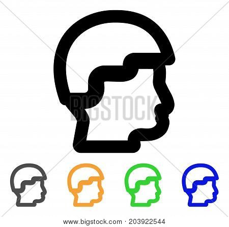 Sergeant Head icon. Vector illustration style is a flat linear iconic sergeant head symbol with black, gray, green, blue, yellow color variants. Designed for web and software interfaces.