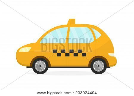 Yellow taxi cab auto. Vector flat modern style illustration cartoon icon.Isolated on white background
