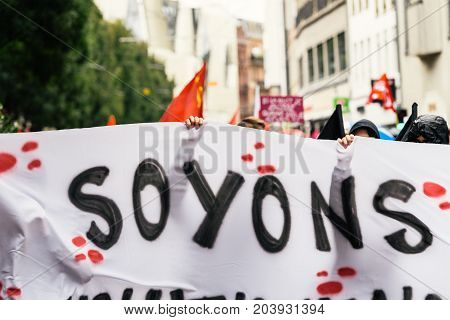 Political March During A French Nationwide Day Against Macrow Labor Law