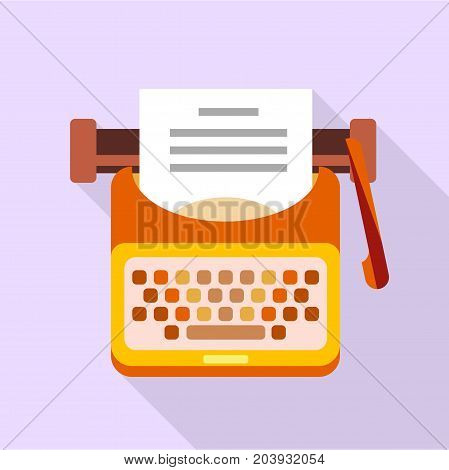 Old typewriter icon. Flat illustration of old typewriter vector icon for web design