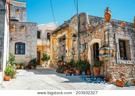 Traditional Creten Village Margarites Famous For Handmade Ceramics, Crete, Greece