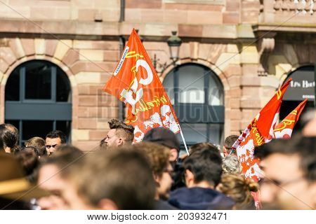 Place Kleber Political March During A French Nationwide Day Against Macrow Labor Law