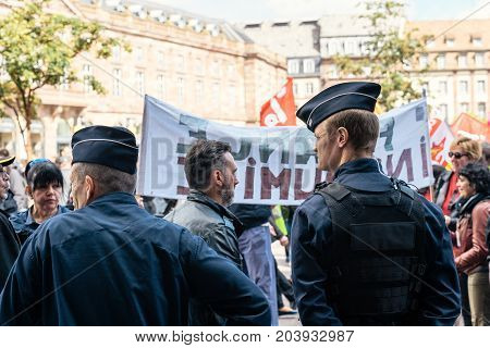 Police France Political March During A French Nationwide Day Against Macrow Labor Law
