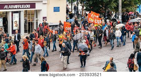 Protest France Political March During A French Nationwide Day Against Macrow Labor Law