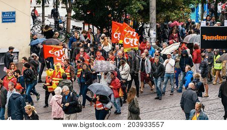 Protest France Political March During A French Nationwide Day Against Macrow Labor Law
