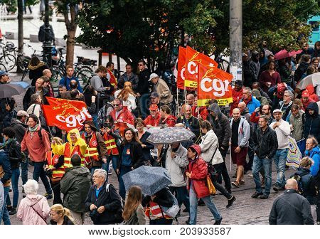 Protest France Political March During A French Nationwide Day Against Macrow Labor Law