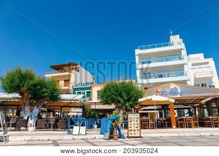 Sitia, Crete, Greece - June 11, 2017: The Pictursque Port Of Sitia, Crete, Greece. Sitia Is A Tradit