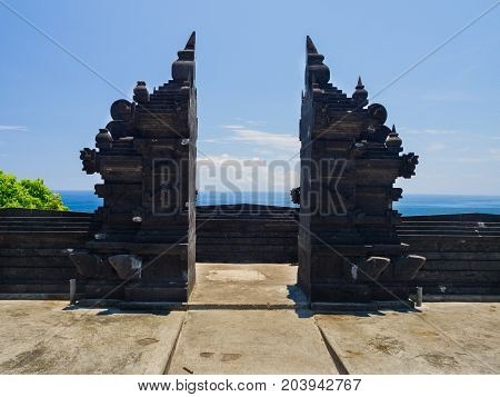 BALI, INDONESIA - MARCH 11, 2017: Entrance of an Indu temple in Ubud, in the island of Bali, located in Indonesia.