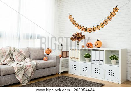 no people Halloween decoration living room for copy space background at home