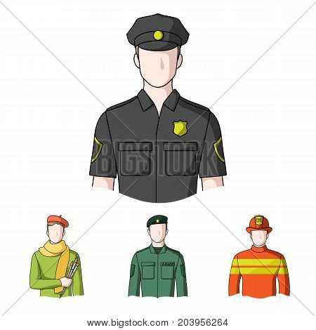 Military, fireman, artist, policeman.Profession set collection icons in cartoon style vector symbol stock illustration .