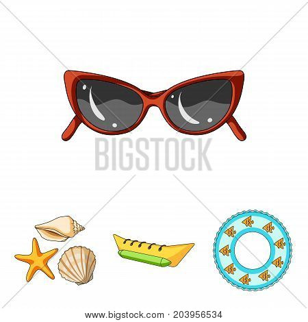 Water attraction, seashells, goggles.Summer vacation set collection icons in cartoon style vector symbol stock illustration .