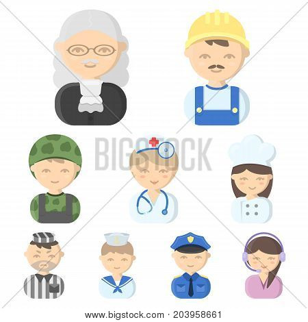 Profession set icons in cartoon style. Big collection of profession vector symbol stock