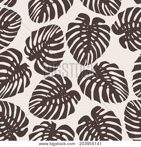 Exotic pattern with monstera leaves. Seamless tropical background. Vector illustration.