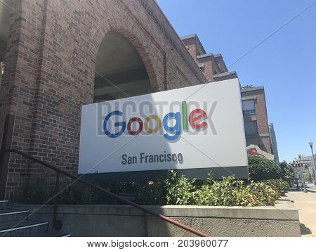 SAN FRANCISCO, CA (July 22, 2017) - The exterior of a Google office building at One Market Street in San Francisco, California. Google ranks #1 in Fortune 100's Best Places to work for the 8th time in 11 years.