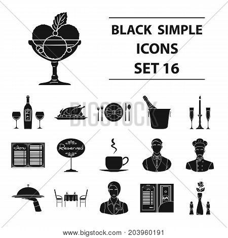 Restaurant set icons in black design. Big collection of restaurant vector symbol stock illustration