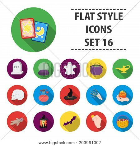 Black and white magic Building set icons in flat style. Big collection black and white magic vector symbol stock