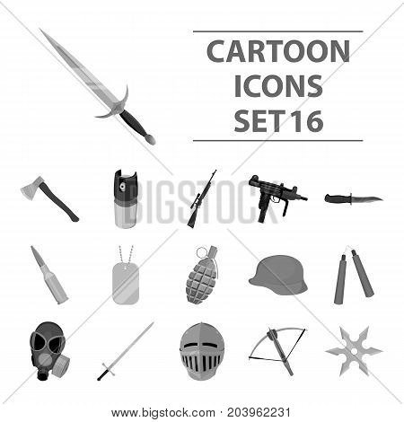Weapon set icons in monochrome style. Big collection of weapon vector symbol stock