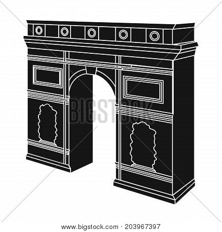 Arc de Triomphe in Paris. Arch Building single icon in black style vector symbol stock illustration .