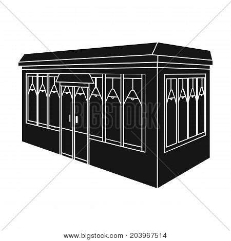 Bar, restaurant. Architectural construction of the bar single icon in black style vector symbol stock illustration .