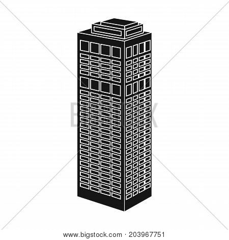 High-rise building of a skyscraper. Skyscraper single icon in black style vector symbol stock illustration .