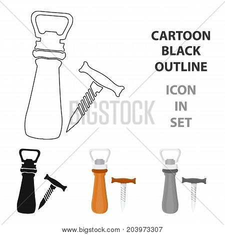 Corkscrew and bottle-opener icon in cartoon design isolated on white background. Pub symbol stock vector illustration.