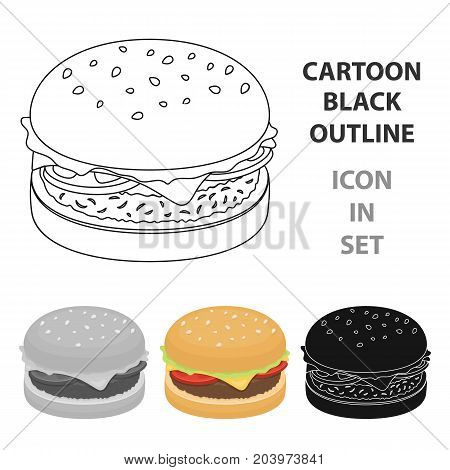 Burger with cutlet and slabom. Bar food with beer. Pub single icon in cartoon style vector symbol stock web illustration.