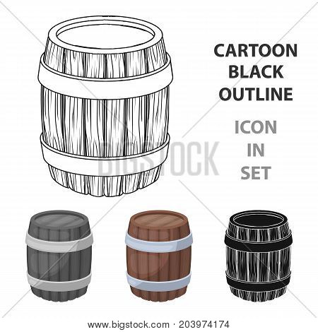 Oak barrel beer. A barrel in which beer is brewed. Pub single icon in cartoon style vector symbol stock web illustration.