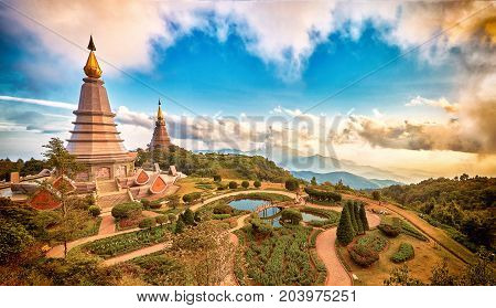 Chedi of King and Queen at Doi Inthanon National Park, Chiang mai - Thailand