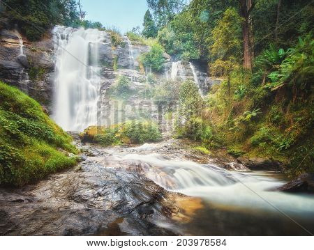 The Wachirathan Waterfall at Doi Inthanon National Park in Chom Thong - Thailand