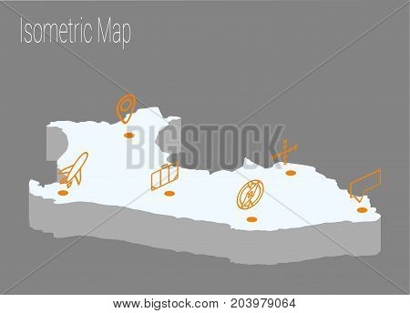 Map Peru isometric concept. 3d flat illustration of Map Peru.