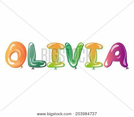 Olivia female name Balloons. Vector illustration isolated