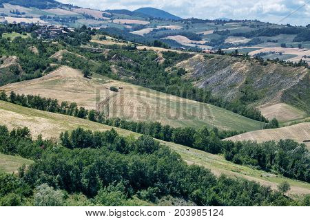 Summer landscape near Rivalta di Lesignano de Bagni (Parma Emilia-Romagna Italy) with the typical rocky inlets