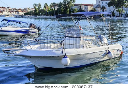 TROGIR, CROATIA - JULY 11, 2017: Canal in the city of Trogir Croatia