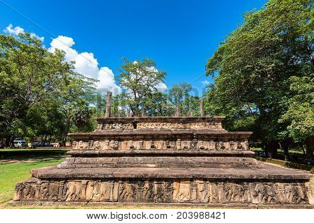 Ruins of Royal Court of king Parakramabahu or Raja Sabha Mandapaya of King Parakramabahu in Polonnaruwa, Sri Lanka