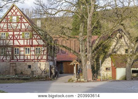 rural impression at a small village named Oberregenbach near Langenburg in Hohenlohe a area in Southern Germany