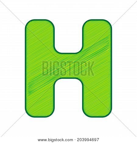 Letter H sign design template element. Vector. Lemon scribble icon on white background. Isolated