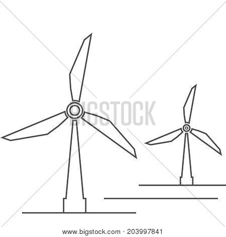 Dutch or Holland old farm windmill isolated icon. Mill icon with windmill silhouette. Energy icon vector illustration.