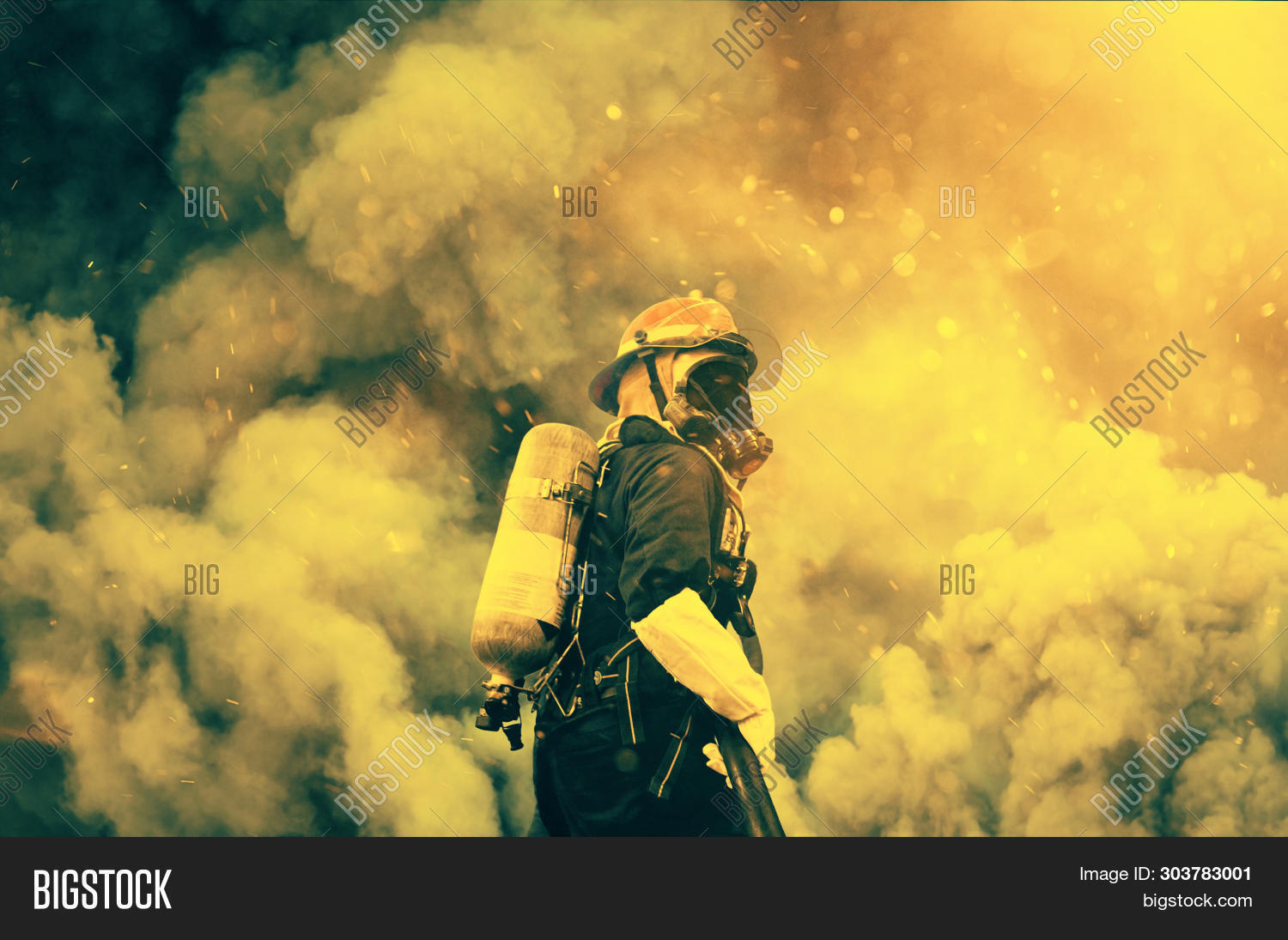 Fireman Trying Image Amp Photo Free Trial Bigstock